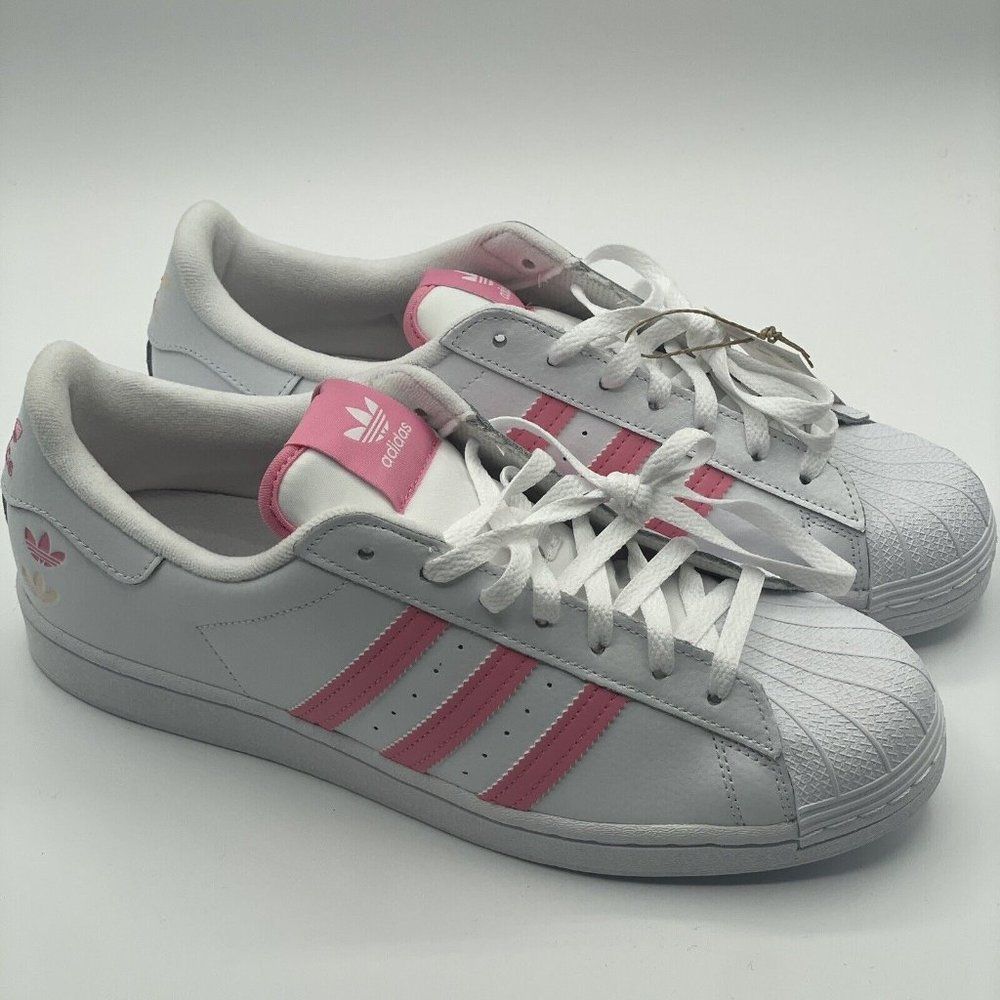 Adidas Superstar Men Low Top Athletic Shoes White Pink GZ4742 NEW Multi Sz